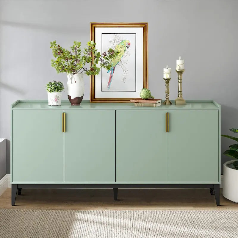 Buffet classique en bois avec pieds en hévéa massif