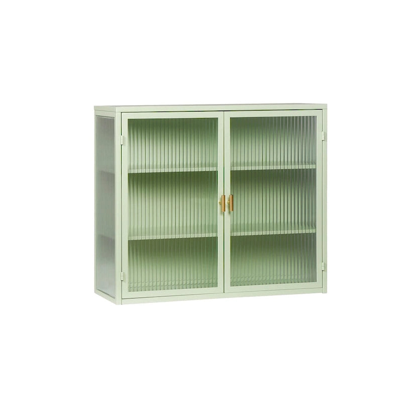 27.56Portes vitrées Armoire murale moderne à deux portes avec trois niveaux de rangement pour entrée, salon, salle de bain, salle à manger