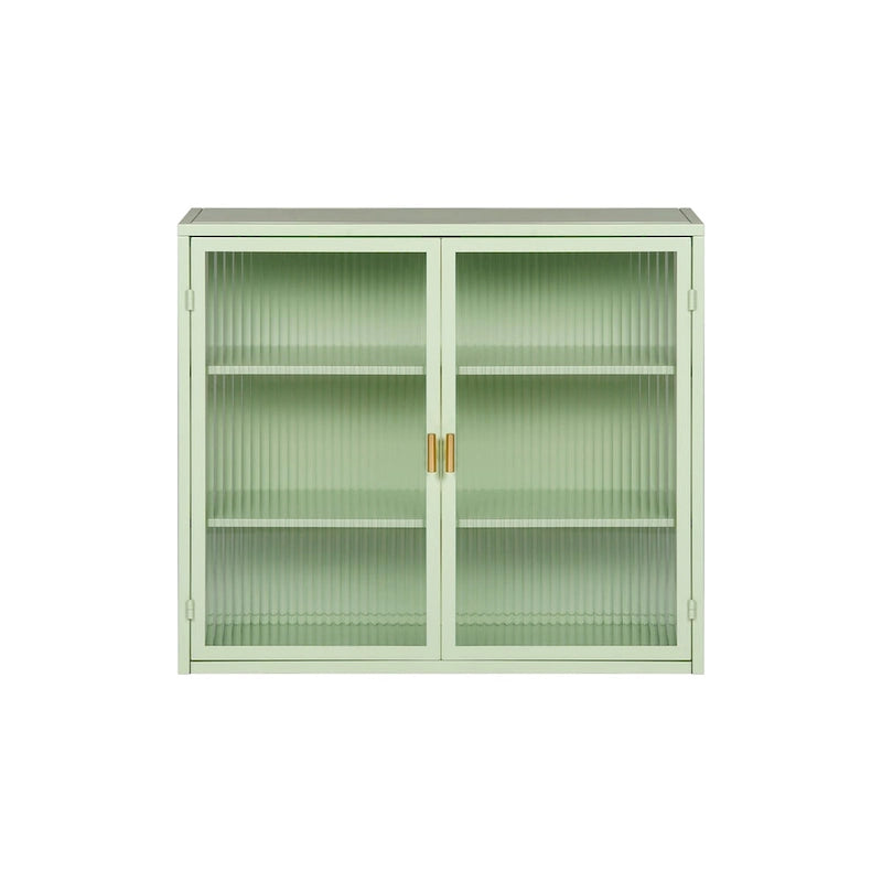 27.56Portes vitrées Armoire murale moderne à deux portes avec trois niveaux de rangement pour entrée, salon, salle de bain, salle à manger
