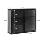 27.56Portes vitrées Armoire murale moderne à deux portes avec trois niveaux de rangement pour entrée, salon, salle de bain, salle à manger