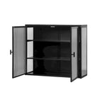 27.56Portes vitrées Armoire murale moderne à deux portes avec trois niveaux de rangement pour entrée, salon, salle de bain, salle à manger