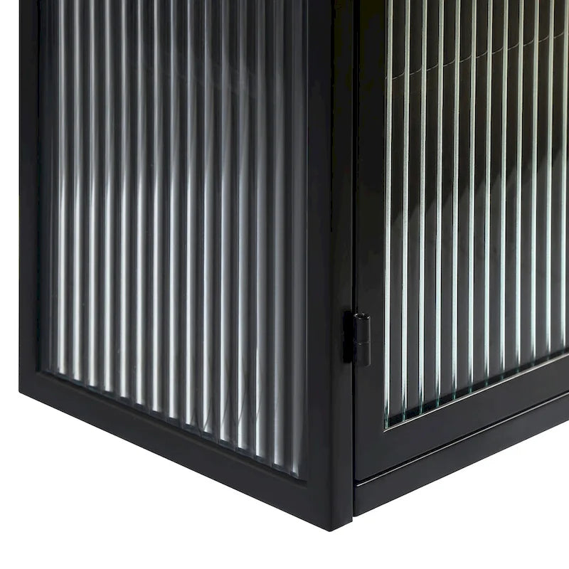 27.56Portes vitrées Armoire murale moderne à deux portes avec trois niveaux de rangement pour entrée, salon, salle de bain, salle à manger