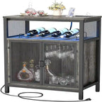 Meuble Bar à Vin avec Lumière RGB et Prise Électrique - 23.6P x 13.6L x 31H