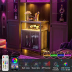 Meuble Bar à Vin avec Lumière RGB et Prise Électrique - 23.6P x 13.6L x 31H