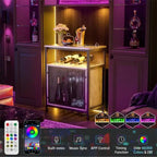 Meuble Bar à Vin avec Lumière RGB et Prise Électrique - 23.6P x 13.6L x 31H
