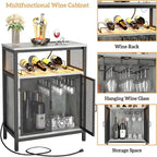Meuble Bar à Vin avec Lumière RGB et Prise Électrique - 23.6P x 13.6L x 31H