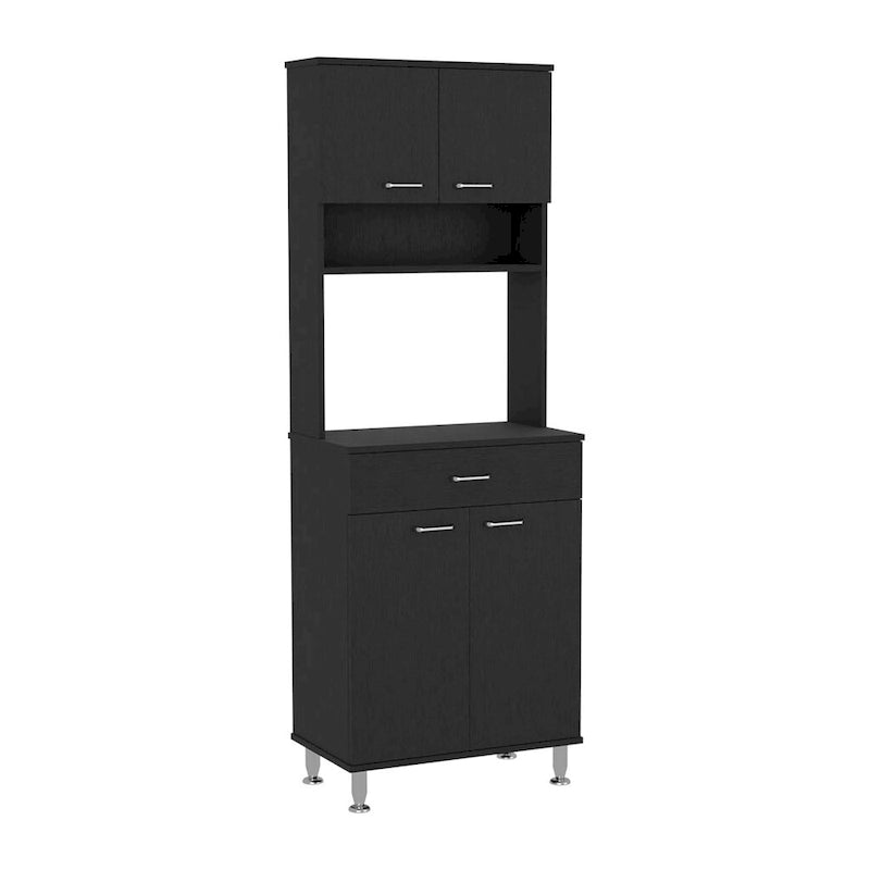 Garde-manger Piacenza, deux armoires à double porte, finition wengé noir, haute qualité et durabilité