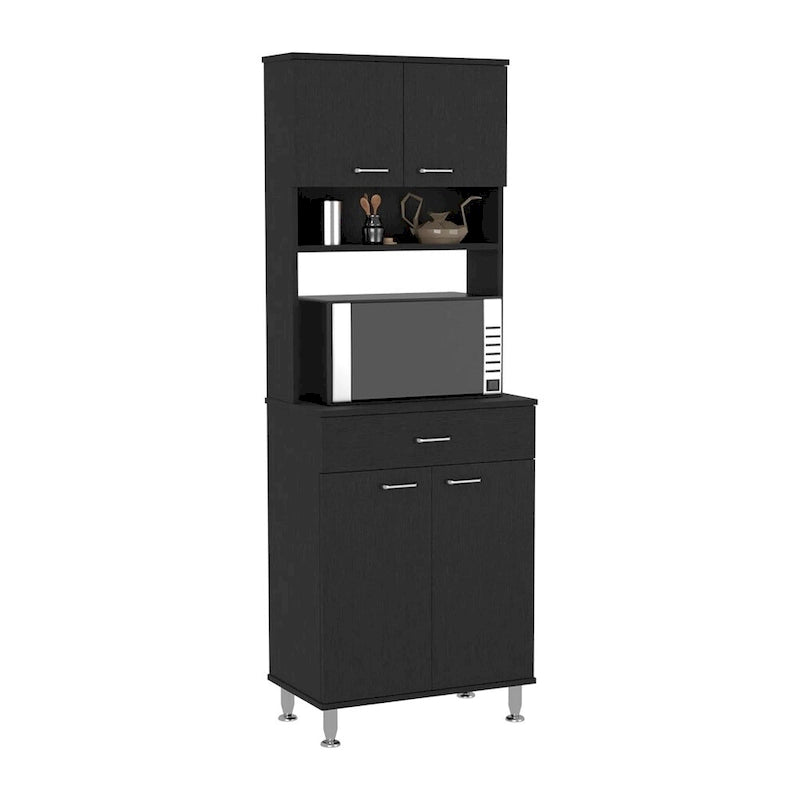 Garde-manger Piacenza, deux armoires à double porte, finition wengé noir, haute qualité et durabilité