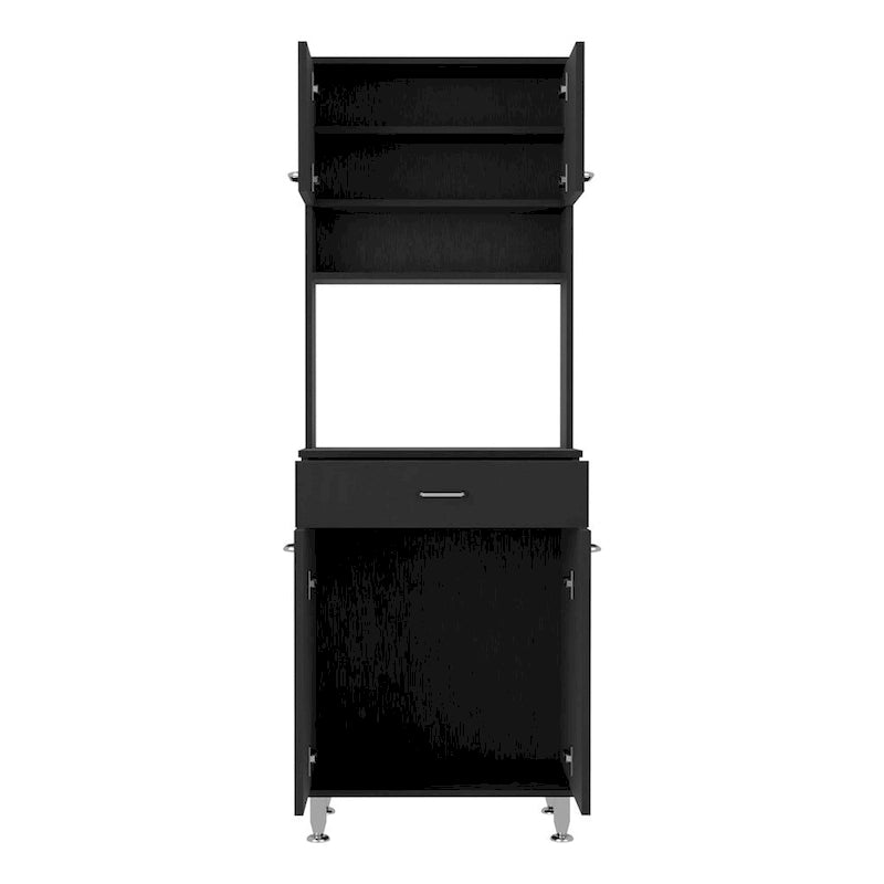 Garde-manger Piacenza, deux armoires à double porte, finition wengé noir, haute qualité et durabilité
