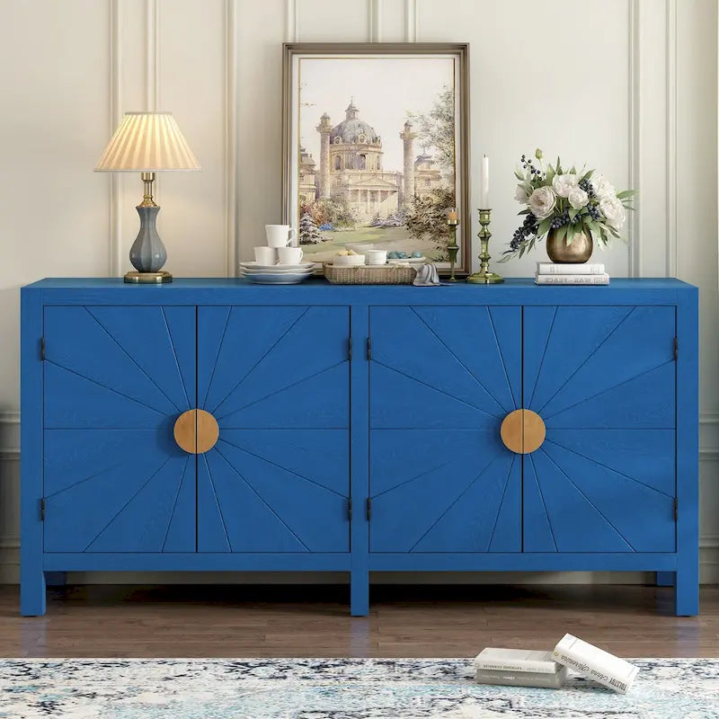 Caractéristiques uniques d'une armoire en placage de frêne avec portes à motif de lignes rayonnantes