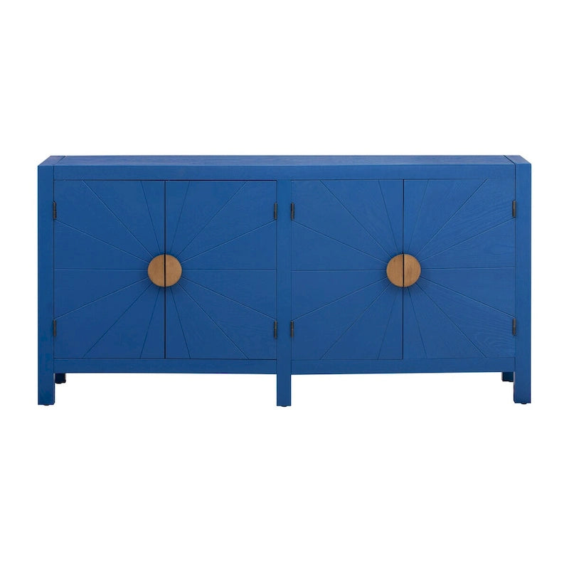 Caractéristiques uniques d'une armoire en placage de frêne avec portes à motif de lignes rayonnantes
