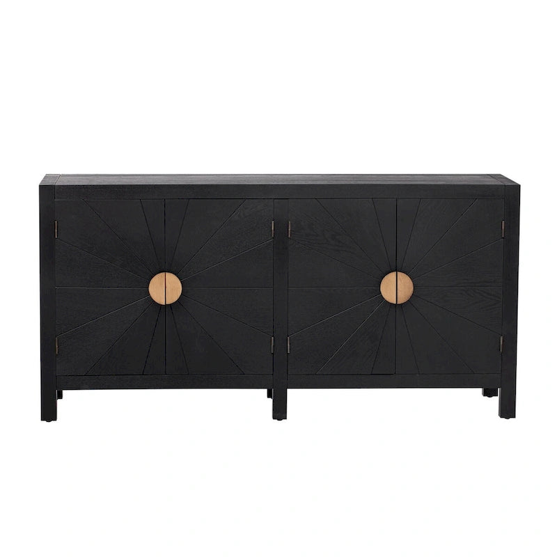 Caractéristiques uniques d'une armoire en placage de frêne avec portes à motif de lignes rayonnantes
