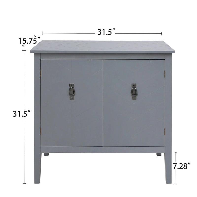Meuble bas en bois à 2 portes avec étagère réglable, buffet vintage en bois pour salon, salle à manger, bureau