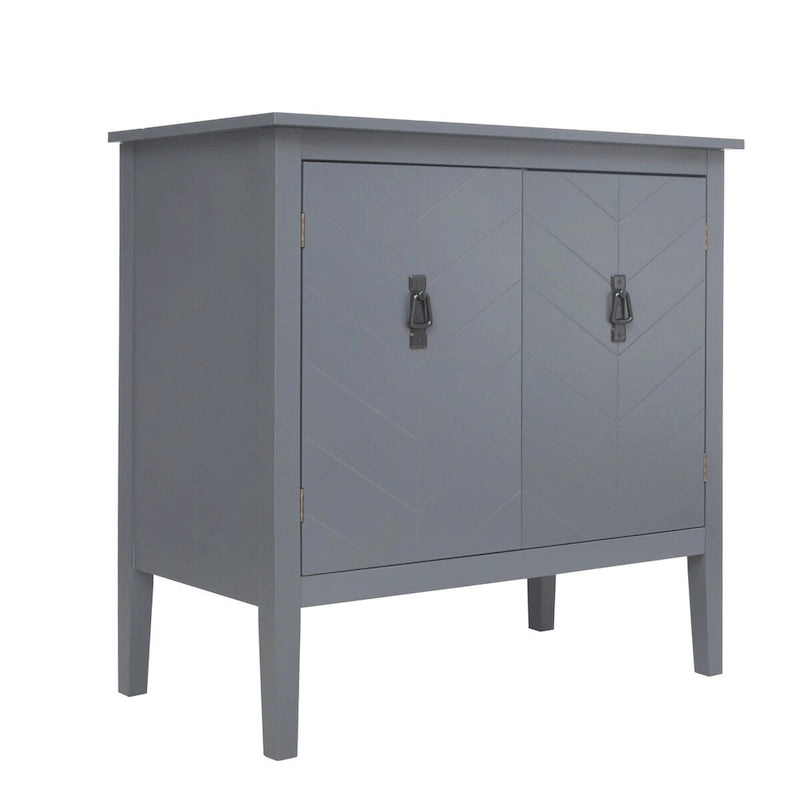 Meuble bas en bois à 2 portes avec étagère réglable, buffet vintage en bois pour salon, salle à manger, bureau