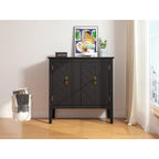Meuble bas en bois à 2 portes avec étagère réglable, buffet vintage en bois pour salon, salle à manger, bureau