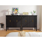 Meuble bas en bois à 2 portes avec étagère réglable, buffet vintage en bois pour salon, salle à manger, bureau