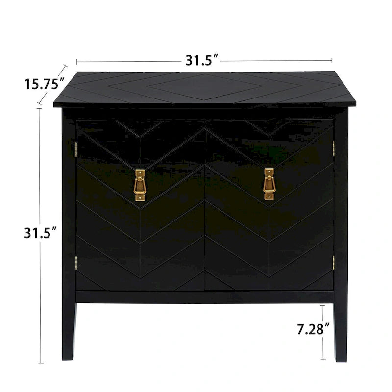Meuble bas en bois à 2 portes avec étagère réglable, buffet vintage en bois pour salon, salle à manger, bureau