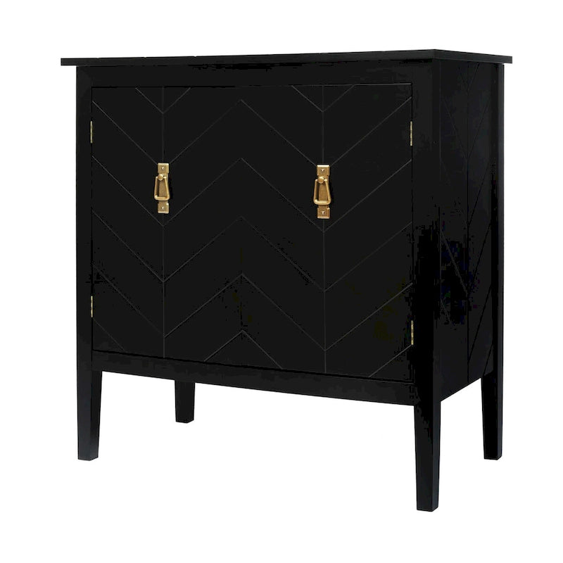 Meuble bas en bois à 2 portes avec étagère réglable, buffet vintage en bois pour salon, salle à manger, bureau