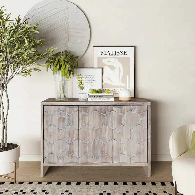 Buffet de style campagnard en bois à 3 portes
