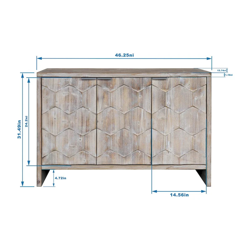 Buffet de style campagnard en bois à 3 portes