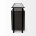 Vidro III buffet en verre avec 4 portes en bois massif et cadre en métal - 72,0 long. x 18,0 larg. x 35,8 haut.