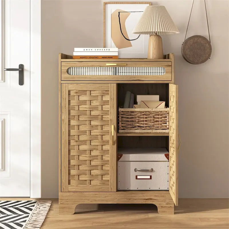 Bahut de style moderne rustique avec tiroir et étagère réglable