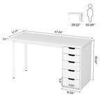 Bureau d'ordinateur moderne et simple Table d'étude et d'écriture avec 5 tiroirs