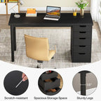 Bureau d'ordinateur moderne et simple Table d'étude et d'écriture avec 5 tiroirs