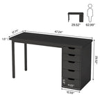 Bureau d'ordinateur moderne et simple Table d'étude et d'écriture avec 5 tiroirs