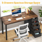 Bureau d'ordinateur moderne et simple Table d'étude et d'écriture avec 5 tiroirs