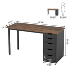 Bureau d'ordinateur moderne et simple Table d'étude et d'écriture avec 5 tiroirs