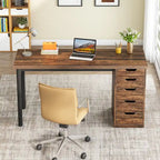 Bureau d'ordinateur moderne et simple Table d'étude et d'écriture avec 5 tiroirs