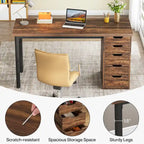 Bureau d'ordinateur moderne et simple Table d'étude et d'écriture avec 5 tiroirs