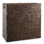 Panier à linge Casafield à 2 sections avec couvercle et sacs de doublure amovibles, trieur de linge tressé en jacinthe d'eau pour vêtements
