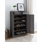 Meuble à Chaussures, Meuble de Rangement à Deux Portes avec Deux Tiroirs, convient pour 15 Paires de Chaussures - Gris Vieilli