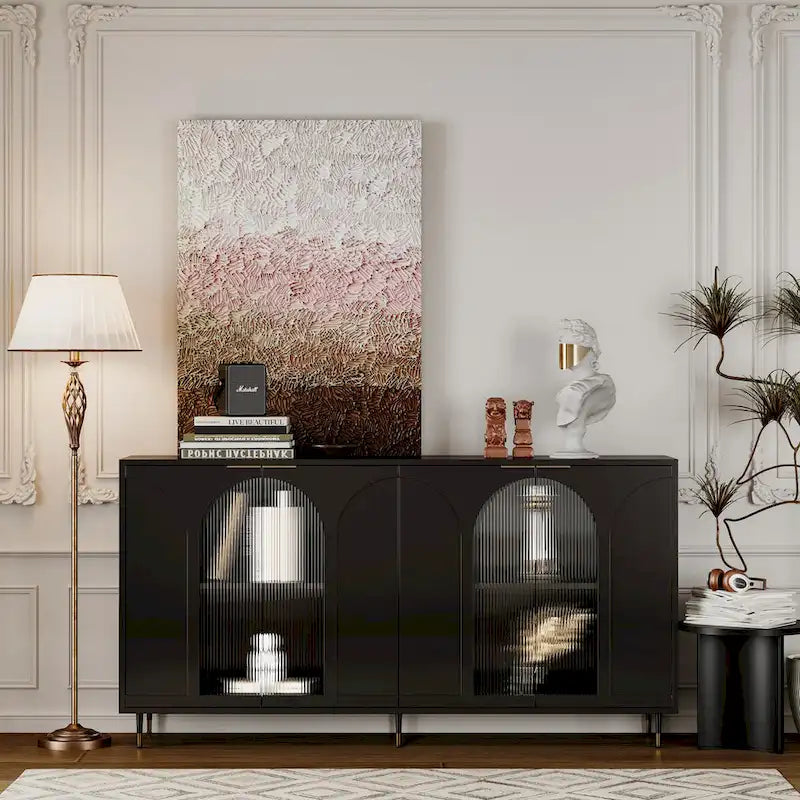 Meuble d'appoint Armoire en bois avec 4 portes vitrées