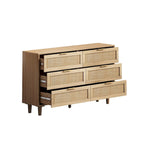 Commode de rangement 6 tiroirs en rotin - 51.18L x 15.75l x 29.53H