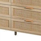 Commode de rangement 6 tiroirs en rotin - 51.18L x 15.75l x 29.53H