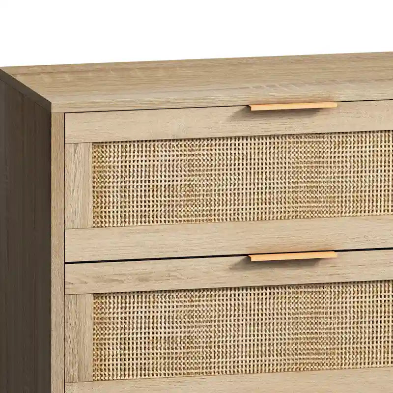 Commode de rangement 6 tiroirs en rotin - 51.18L x 15.75l x 29.53H