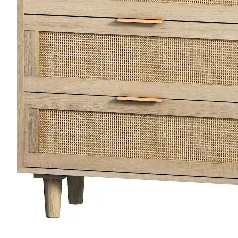 Commode de rangement 6 tiroirs en rotin - 51.18L x 15.75l x 29.53H