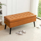 Banc de rangement avec banc de bout de lit, banc de pied de lit, banc d'entrée, banc ottoman de rangement 43,3 L x 17,7, banc en cuir