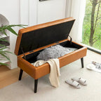 Banc de rangement avec banc de bout de lit, banc de pied de lit, banc d'entrée, banc ottoman de rangement 43,3 L x 17,7, banc en cuir