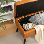 Banc de rangement avec banc de bout de lit, banc de pied de lit, banc d'entrée, banc ottoman de rangement 43,3 L x 17,7, banc en cuir