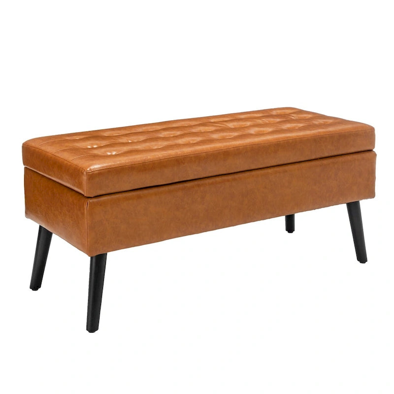 Banc de rangement avec banc de bout de lit, banc de pied de lit, banc d'entrée, banc ottoman de rangement 43,3 L x 17,7, banc en cuir