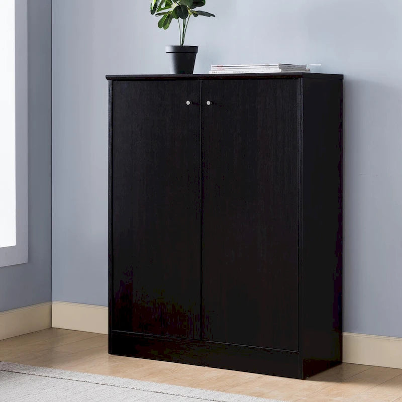 Meuble à chaussures/de rangement à deux portes et cinq étagères – Foncé