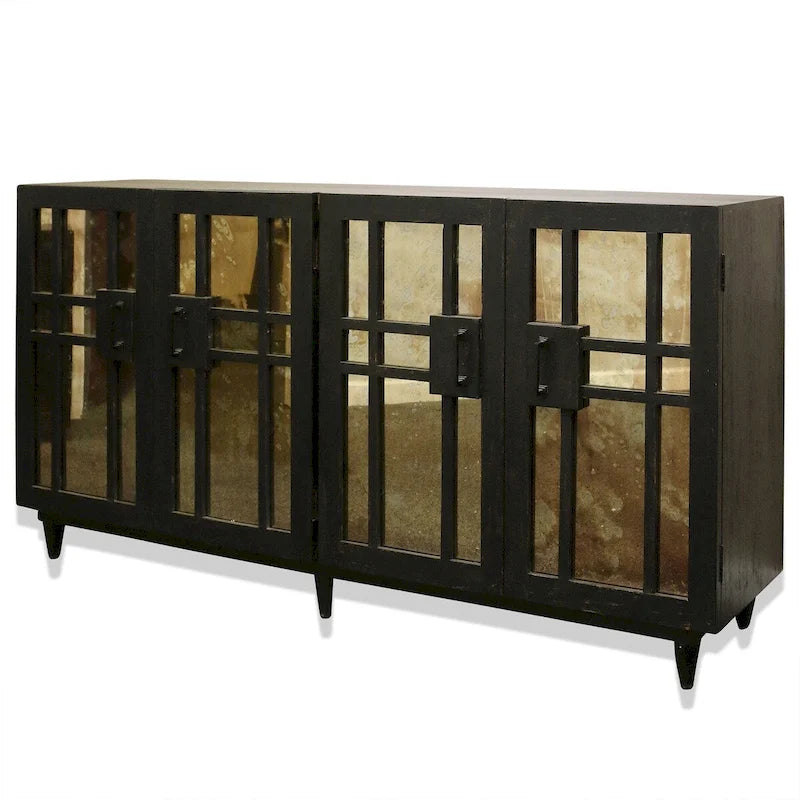 Harp & Finial Rourke Buffet – Quatre Portes Miroir – Bois de Manguier