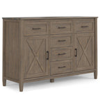 WYNDENHALL Cantina Buffet de salle à manger en bois massif rectangulaire transitionnel de 137 cm de large, couleur brun fumé - 45,7 P x 137,2 L x 91,4 H cm