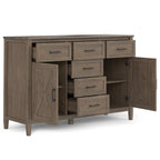WYNDENHALL Cantina Buffet de salle à manger en bois massif rectangulaire transitionnel de 137 cm de large, couleur brun fumé - 45,7 P x 137,2 L x 91,4 H cm