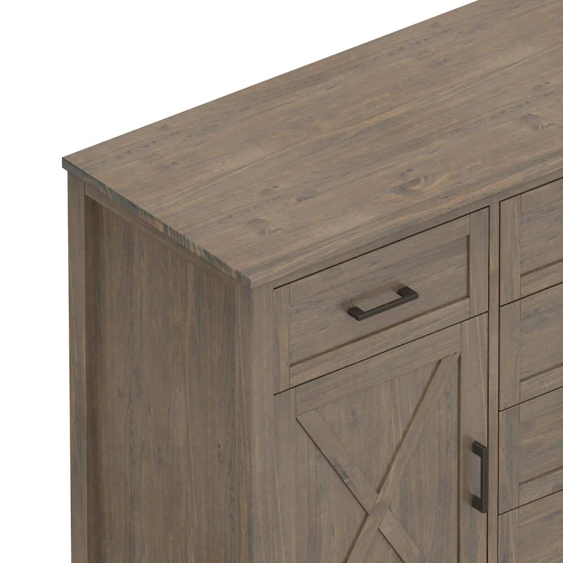 WYNDENHALL Cantina Buffet de salle à manger en bois massif rectangulaire transitionnel de 137 cm de large, couleur brun fumé - 45,7 P x 137,2 L x 91,4 H cm