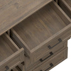 WYNDENHALL Cantina Buffet de salle à manger en bois massif rectangulaire transitionnel de 137 cm de large, couleur brun fumé - 45,7 P x 137,2 L x 91,4 H cm